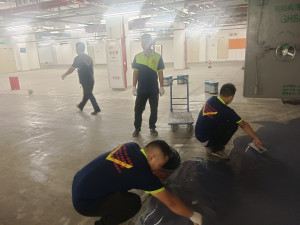 江苏省清洁服务行业协会副会长单位南京伊洁特斯环境科技有限公司施工马鞍山党校环氧地坪中